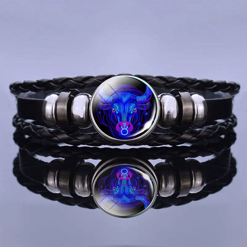 Sterrenbeelarband Lapis Lazuli & Sodaliet Leren Armband met Staal Beschermend Geluksaccessoire Spiritueel | Sulvida