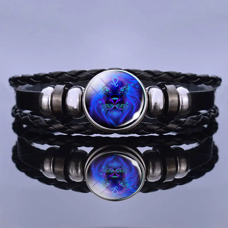 Sterrenbeelarband Lapis Lazuli & Sodaliet Leren Armband met Staal Beschermend Geluksaccessoire Spiritueel | Sulvida