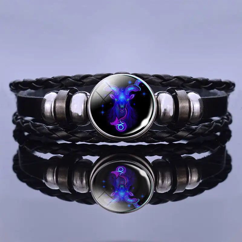 Sterrenbeelarband Lapis Lazuli & Sodaliet Leren Armband met Staal Beschermend Geluksaccessoire Spiritueel | Sulvida