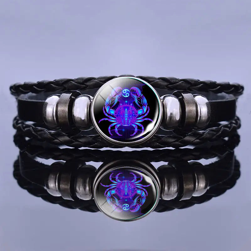 Sterrenbeelarband Lapis Lazuli & Sodaliet Leren Armband met Staal Beschermend Geluksaccessoire Spiritueel | Sulvida